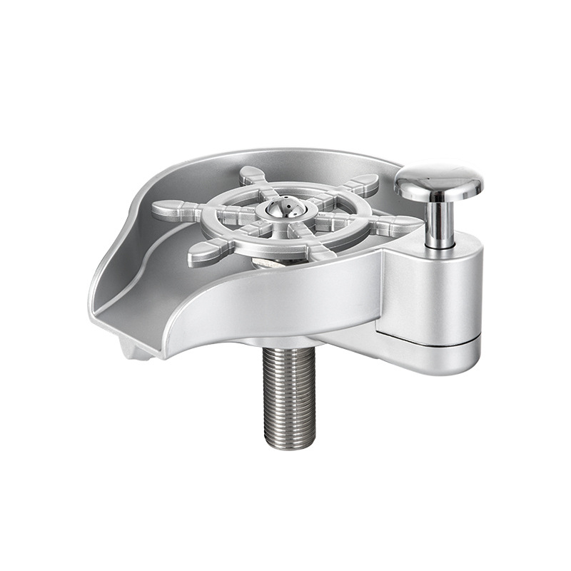 Διπλής λειτουργίας πλυντήριο ποτηριών για νεροχύτη κουζίνας και δοσομετρητής σαπουνιού, με πατητικό μηχανισμό; Υλικά: χαλκός, ανοξείδωτος χάλυβας, πλαστικό; Βάρος: 1 kg; Μοντέρνος μινιμαλιστικός σχεδιασμός