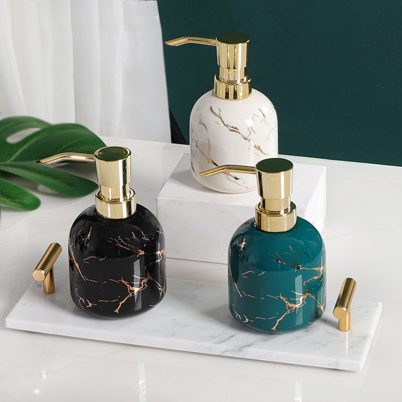 Керамична помпена бутилка за течности - Нордически минималистичен дизайн, за хотелски бани