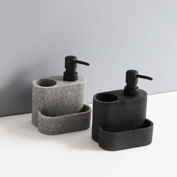 Kingstree Konyhai kézi nyomású szappanadagoló beépített tisztító kefével, anyag: homok és kavics, felületi kezelés: polírozás, stílus: modern minimál