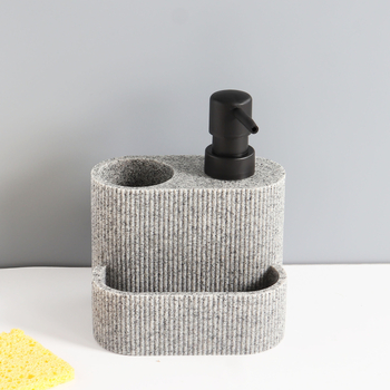 Kingstree Konyhai kézi nyomású szappanadagoló beépített tisztító kefével, anyag: homok és kavics, felületi kezelés: polírozás, stílus: modern minimál