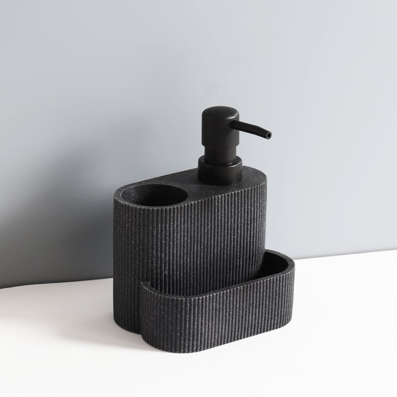 Kingstree Konyhai kézi nyomású szappanadagoló beépített tisztító kefével, anyag: homok és kavics, felületi kezelés: polírozás, stílus: modern minimál