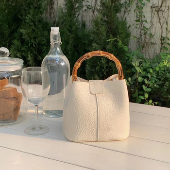 Geantă tip găleată din PU, curea crossbody, stil coreean, buzunare interioare
