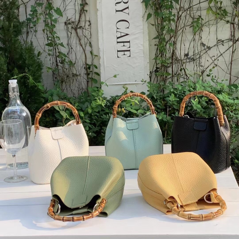 Geantă tip găleată din PU, curea crossbody, stil coreean, buzunare interioare