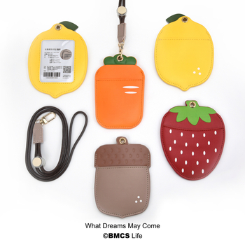 PU δερμάτινος κάτοχος καρτών σε σχήμα φρούτου, με 2 θήκες καρτών, αποσπώμενο λουρί για τον λαιμό, θήκη ταυτότητας