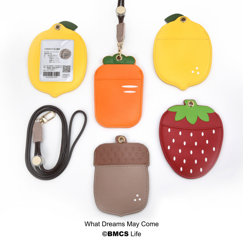 PU δερμάτινος κάτοχος καρτών σε σχήμα φρούτου, με 2 θήκες καρτών, αποσπώμενο λουρί για τον λαιμό, θήκη ταυτότητας