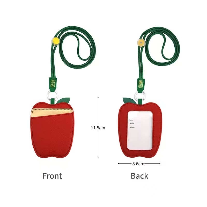 PU δερμάτινος κάτοχος καρτών σε σχήμα φρούτου, με 2 θήκες καρτών, αποσπώμενο λουρί για τον λαιμό, θήκη ταυτότητας