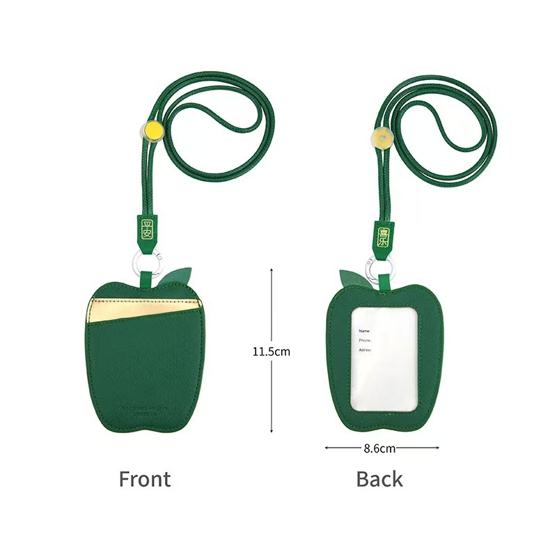 PU δερμάτινος κάτοχος καρτών σε σχήμα φρούτου, με 2 θήκες καρτών, αποσπώμενο λουρί για τον λαιμό, θήκη ταυτότητας