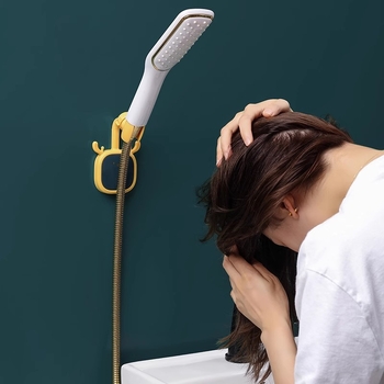 Suport de duș montaj fără găuri — din plastic, suport reglabil pentru cap de duș, stil desene animate, brand Initial Benefit