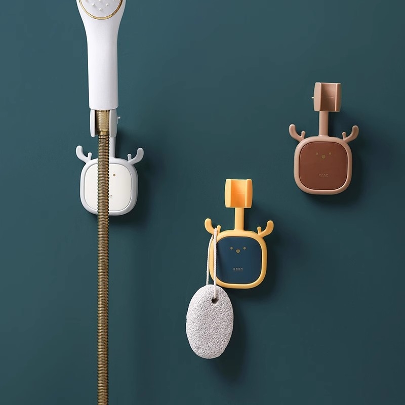 Suport de duș montaj fără găuri — din plastic, suport reglabil pentru cap de duș, stil desene animate, brand Initial Benefit