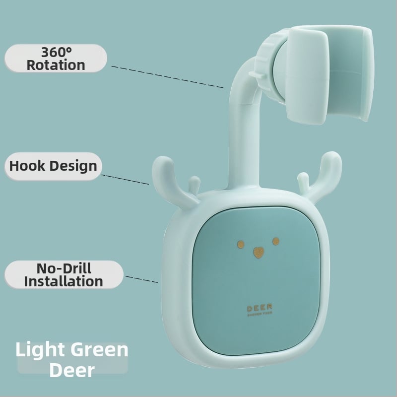 Suport de duș montaj fără găuri — din plastic, suport reglabil pentru cap de duș, stil desene animate, brand Initial Benefit