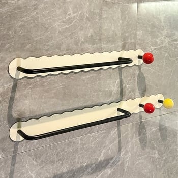 Konis Ράγα Πετσέτας Μπάνιου Τοίχου από Ατσάλι Άνθρακα, Βαμμένη Επιφάνεια, Μονοεπίπεδη, Στυλ Light Luxury