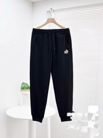 Бродирани памучни дълги панталони със средно висока талия и свободна кройка