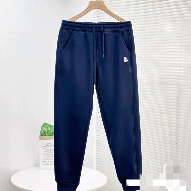 Бродирани памучни дълги панталони със средно висока талия и свободна кройка