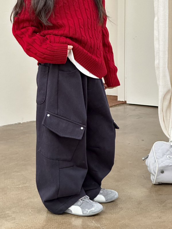 Dječje hlače s flisom, bočne džepove, pamukasti twill, unisex, zima