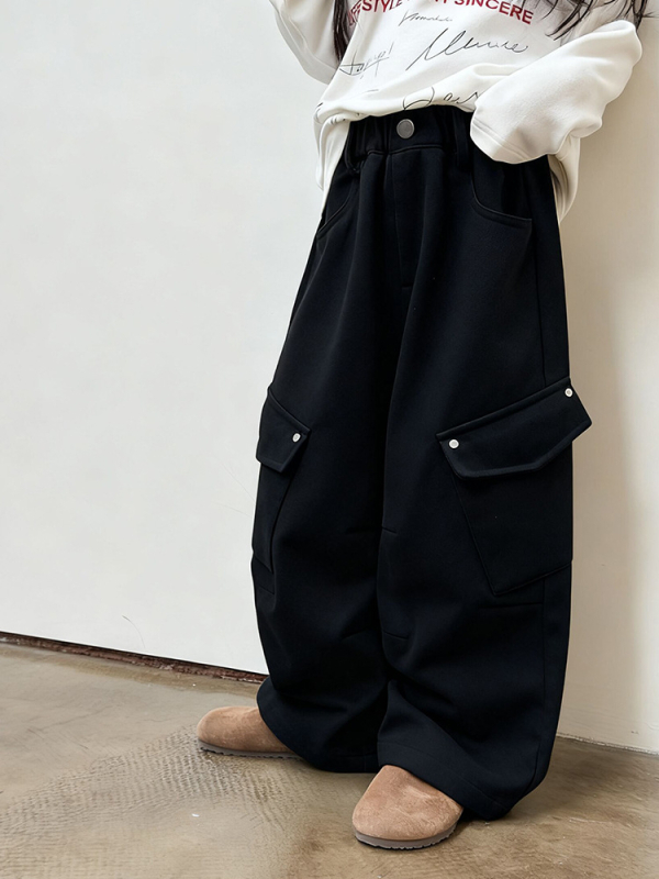 Dječje hlače s flisom, bočne džepove, pamukasti twill, unisex, zima