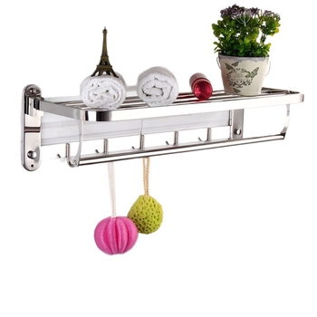 Ανοξείδωτος ράφι για πετσέτες, αναδιπλούμενο, διπλού επιπέδου, λεία επιφάνεια, φόρτιο έως 10 kg