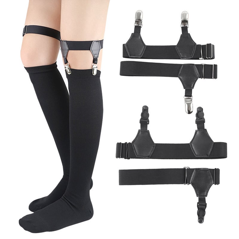 Garter pojas s dvije klipse za čarape i neklizajućim prstenima za bedro, podesiva duljina, jaka elastičnost, materiijali: Lycra zlitina, premazano željezo, nylon, PU koža