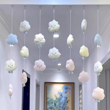 Pluštava vrata zavjesa s motivom oblaka kremastog stila, japanski INS stil, univerzalni mini dizajn. Materijal: svila cvijeta; Uzorak: 69850; Izlazak: Zima 2024; Podrijetlo: Jinhua