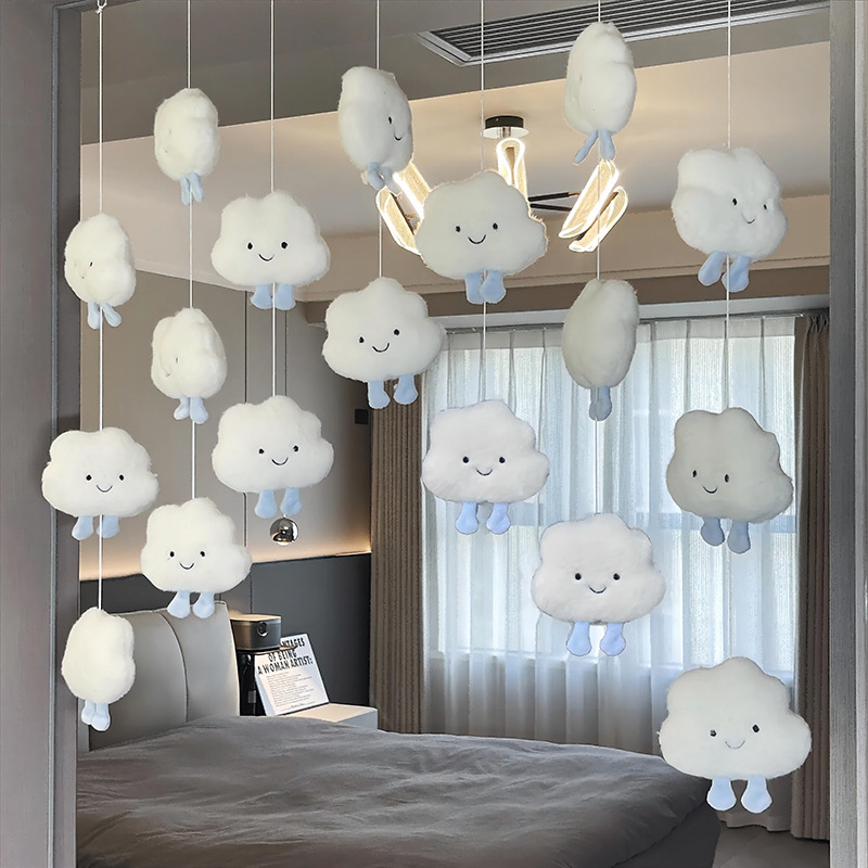 Pluštava vrata zavjesa s motivom oblaka kremastog stila, japanski INS stil, univerzalni mini dizajn. Materijal: svila cvijeta; Uzorak: 69850; Izlazak: Zima 2024; Podrijetlo: Jinhua