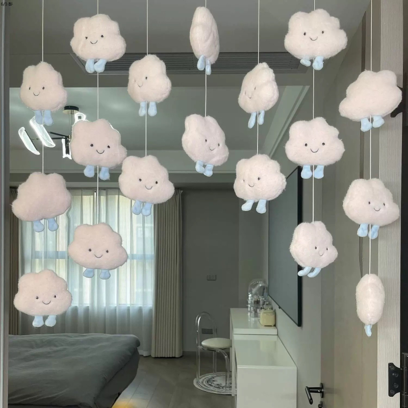 Pluštava vrata zavjesa s motivom oblaka kremastog stila, japanski INS stil, univerzalni mini dizajn. Materijal: svila cvijeta; Uzorak: 69850; Izlazak: Zima 2024; Podrijetlo: Jinhua