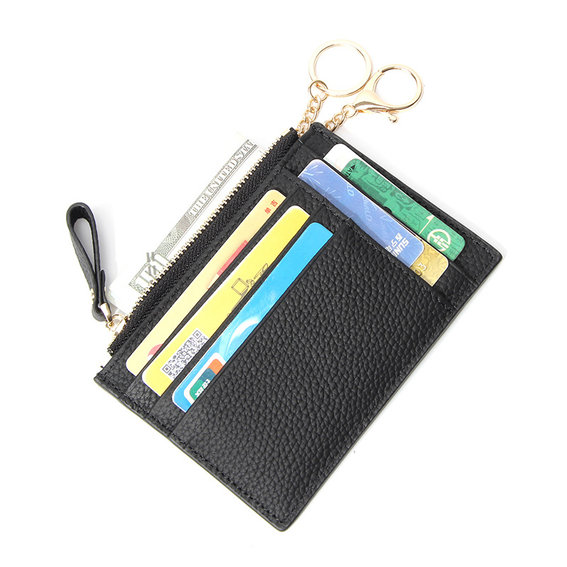 Valódi bőr kártyatartó, Nagy kapacitású kártyatartó, 1 hajtásos pénztárca, Poliészter bélés, Egyszerű mintázat