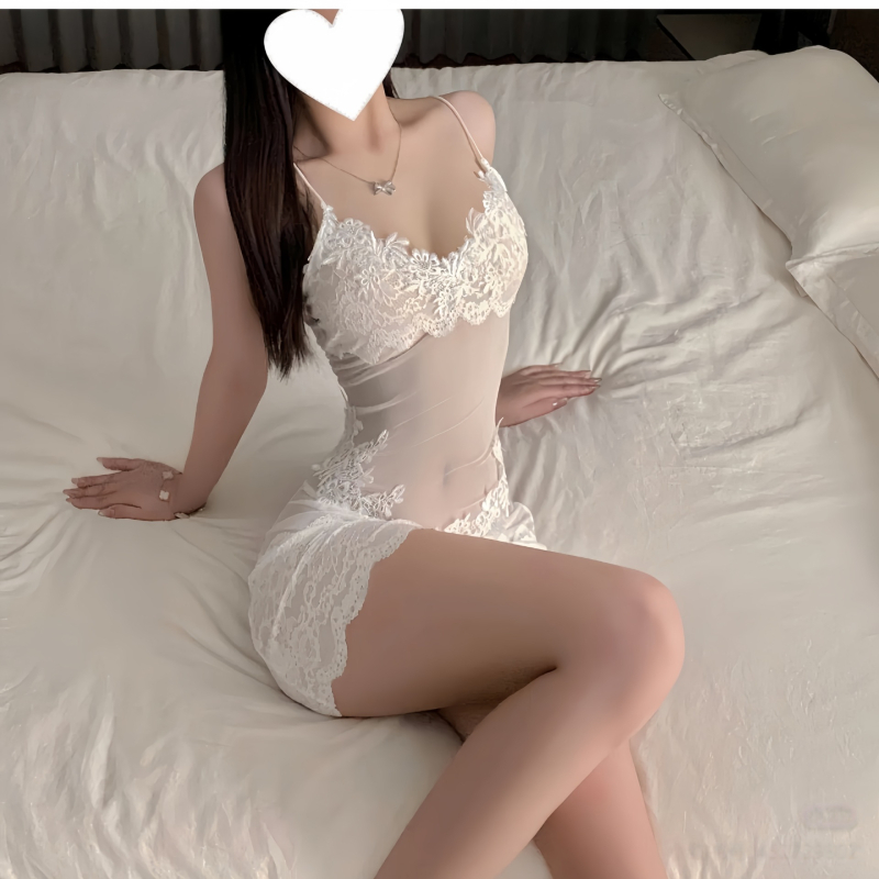 Seksi prozirno čipkasto rublje s izšivanjem, prozirni mrežasti set s naramenicama i otvorenim područjem, noćna haljina