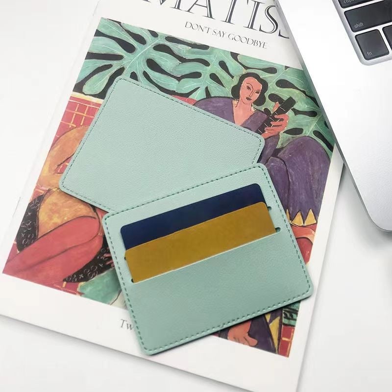 Θήκη καρτών από PU δέρμα, μονόχρωμο σχέδιο, υπερλεπτή, με μεγάλη χωρητικότητα, 1 πτύχωση, στυλ επιχειρηματικής μετακίνησης