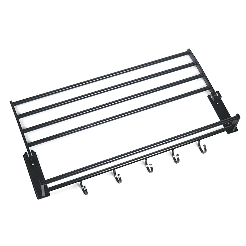 Space αλουμίνιο διπλού επιπέδου αναδιπλούμενο ράφι πετσετών μπάνιου, χωρίς διάτρηση, χωρητικότητα 10 kg