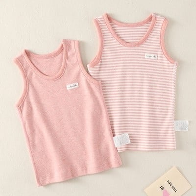 Детски памучен безръкав потник за вътрешно облекло, кръгло деколте, 100% памук, за деца 3–8 г, пролет и есен, основен слой