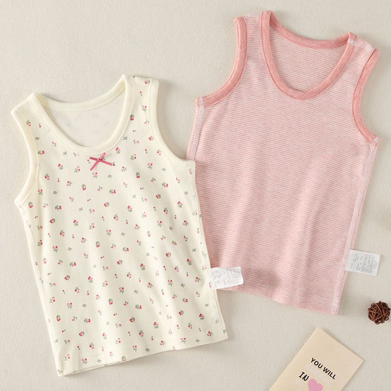 Детски памучен безръкав потник за вътрешно облекло, кръгло деколте, 100% памук, за деца 3–8 г, пролет и есен, основен слой