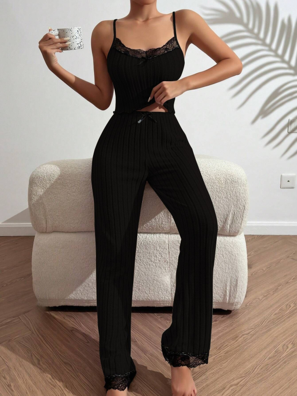 Mājas apģērbu komplekts: bez piedurknēm kamizoles stila tops, šorti, poliesters, ērtas mājas lietošanai