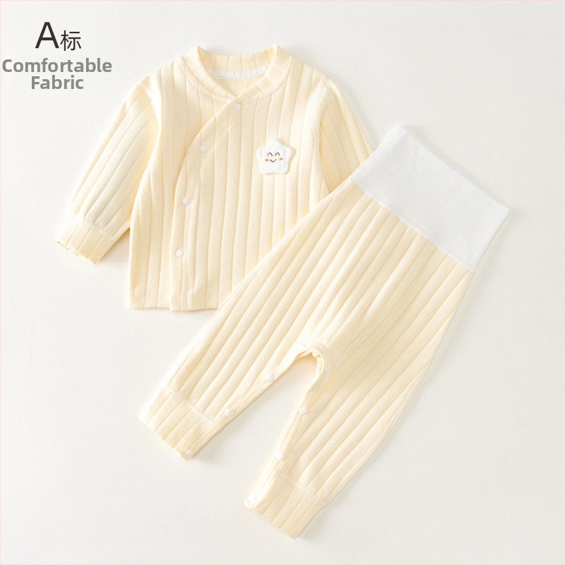 Zīdaiņu pavasara-rudens komplekts no 95% kokvilnas, universāls, garām piedurknēm tops un garas bikses, saglabā siltumu