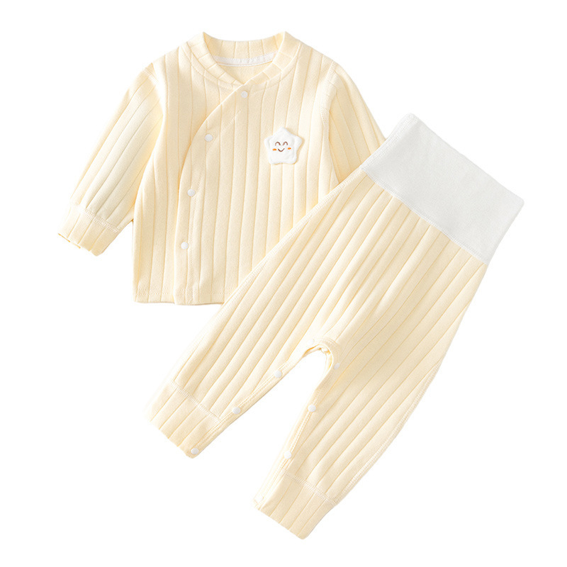 Zīdaiņu pavasara-rudens komplekts no 95% kokvilnas, universāls, garām piedurknēm tops un garas bikses, saglabā siltumu