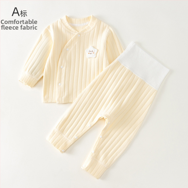 Zīdaiņu pavasara-rudens komplekts no 95% kokvilnas, universāls, garām piedurknēm tops un garas bikses, saglabā siltumu