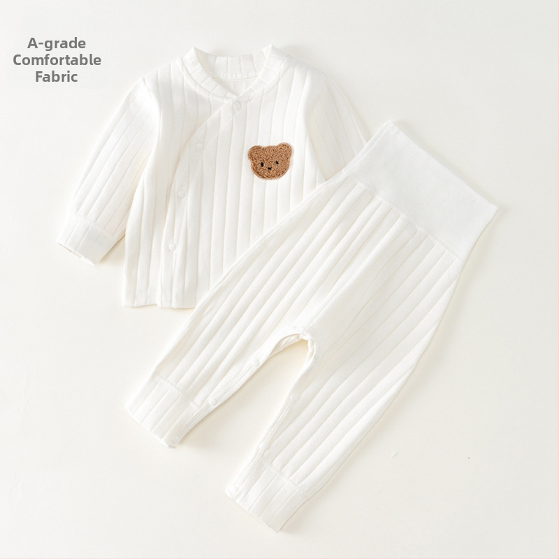 Zīdaiņu pavasara-rudens komplekts no 95% kokvilnas, universāls, garām piedurknēm tops un garas bikses, saglabā siltumu