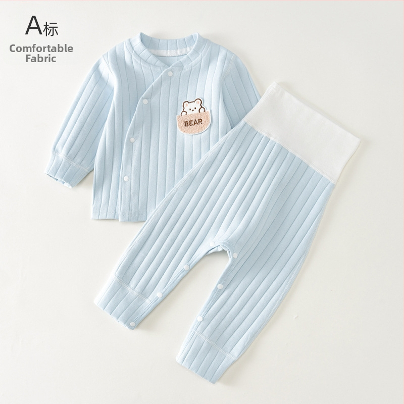 Zīdaiņu pavasara-rudens komplekts no 95% kokvilnas, universāls, garām piedurknēm tops un garas bikses, saglabā siltumu