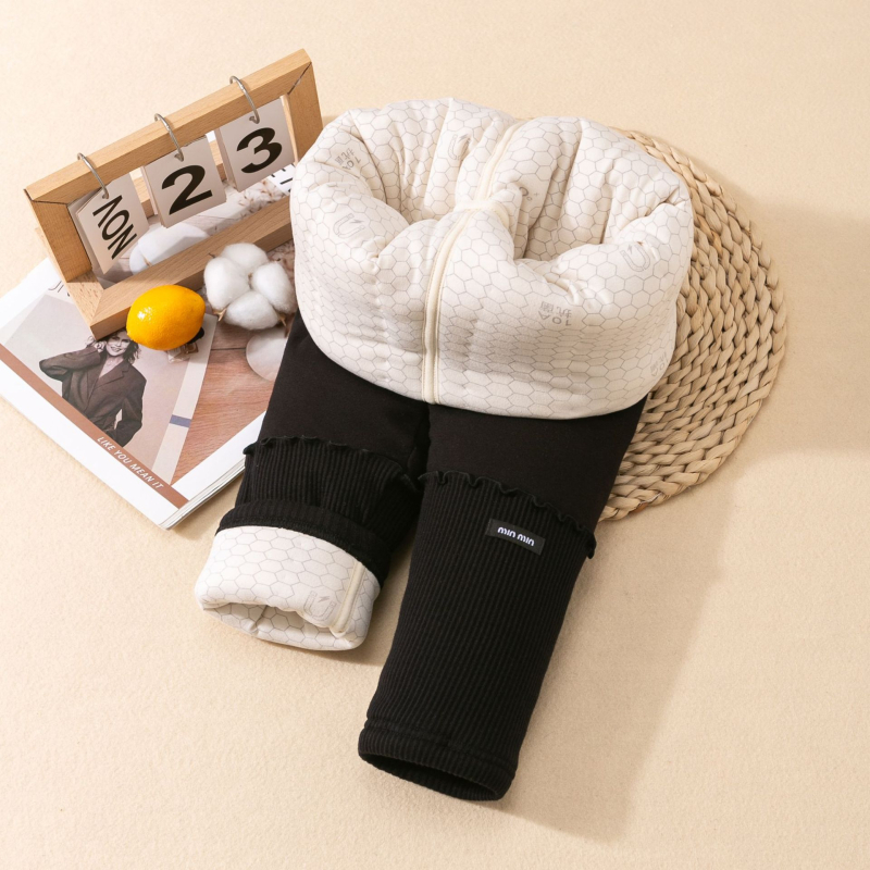 Gyerek téli termos pamutnadrág, magas derekú, 95% pamut 5% elasztán, nyitott ágyéktáj, 3–8 évesek