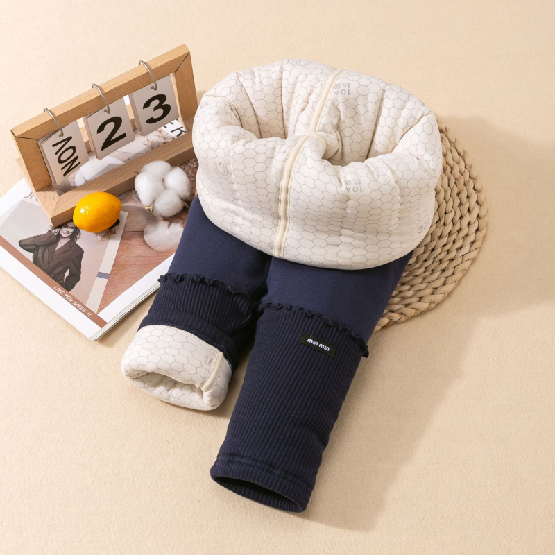 Gyerek téli termos pamutnadrág, magas derekú, 95% pamut 5% elasztán, nyitott ágyéktáj, 3–8 évesek