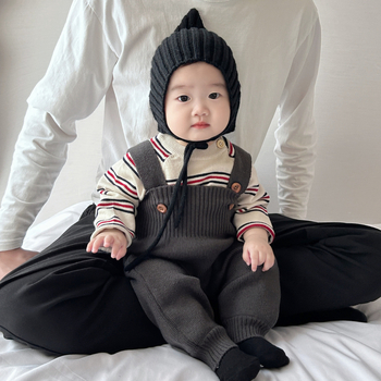 Salopetă tricotată pentru bebeluși cu bretele, fără mâneci, viscoză 50%, pentru vârsta 1–3 ani, sex neutru, stil coreean, primăvară-toamnă