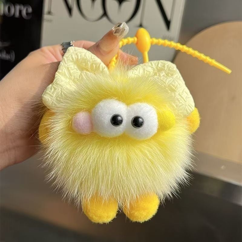 Pandantiv cheie din blană de vulpe reală, lucrat manual, origine Hebei, primăvara 2024