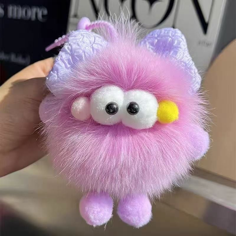 Pandantiv cheie din blană de vulpe reală, lucrat manual, origine Hebei, primăvara 2024