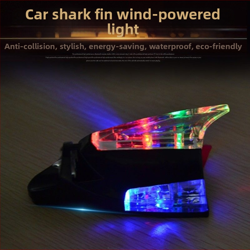 Automašīnas LED brīdinājuma gaisma aizmugures sadursmēm ar saules enerģijas antenu haizivju fin formā, līmējamais montāžas veids, 12V, 12A, ilgs kalpošanas laiks