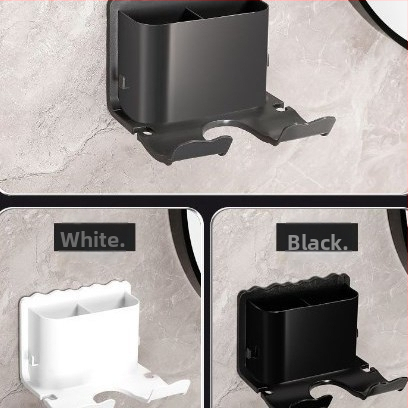 Zidni držač za sušilo za kosu, plastični, moderni minimalistički stil, 1 razina, bez bušenja.