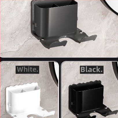 Zidni držač za sušilo za kosu, plastični, moderni minimalistički stil, 1 razina, bez bušenja.