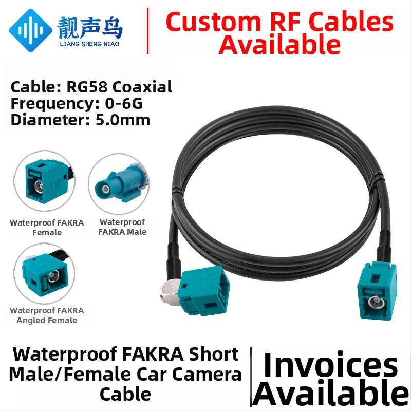 Fakra vodotesné RF koaxiálne káble RG58, viacvláknové, s mužskými a ženskými konektormi, pre vozidlá, Fakra-JK