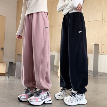 Dječje hlače s flis unutarnjom podstavom, casual stil, poliester, elastični pojas, za zimu, proljeće i jesen.
