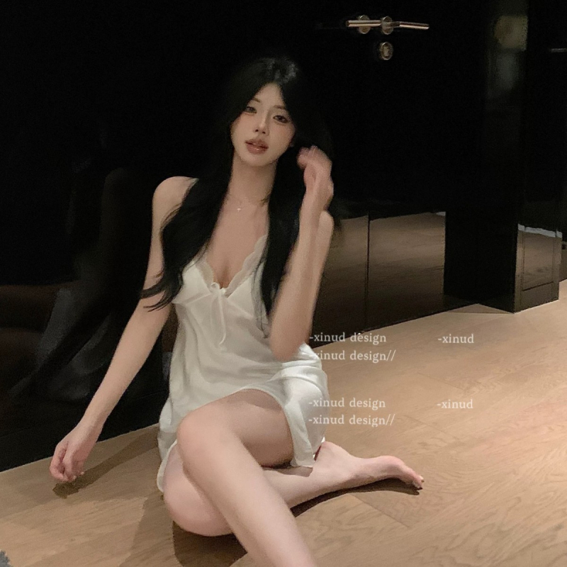 Νυχτικό από ice silk, Sling στυλ, Πολυεστέρας, Λεπτό ύφασμα, V-Neck