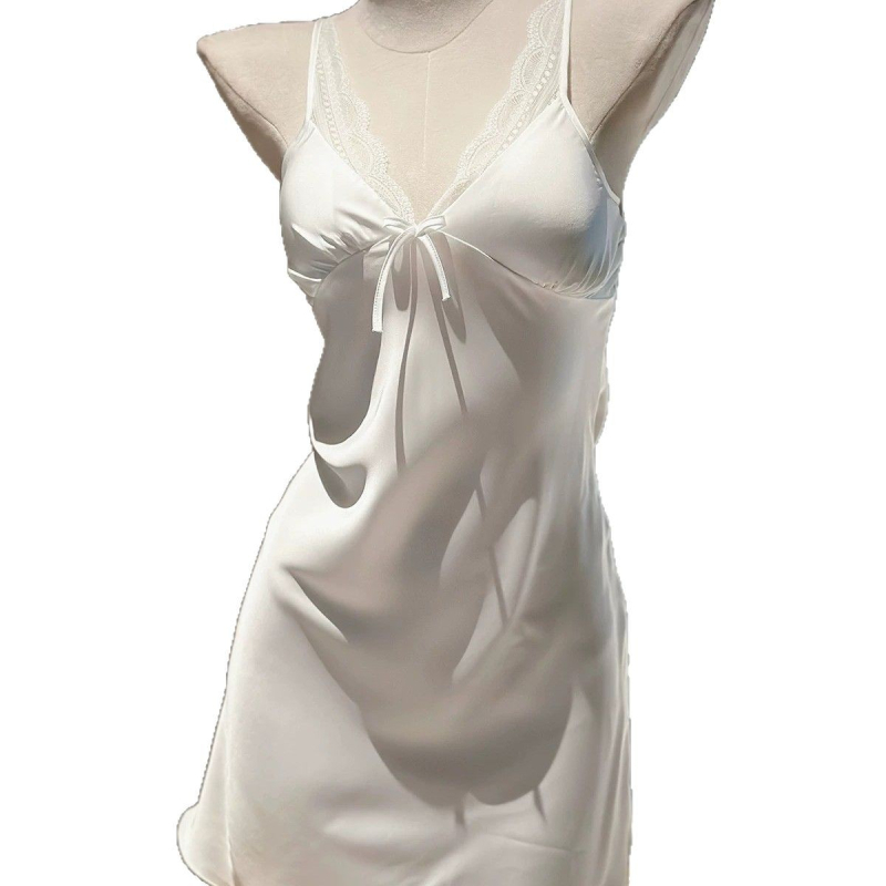 Νυχτικό από ice silk, Sling στυλ, Πολυεστέρας, Λεπτό ύφασμα, V-Neck