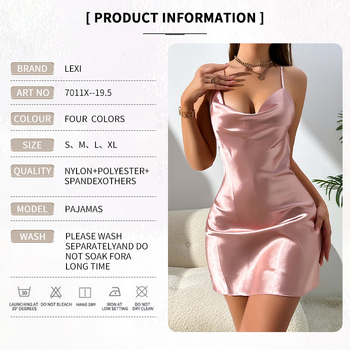 Νυχτερινή καμιόλα από ice silk, σατέν χωρίς πλάτη, V-λαιμό, χωρίς μανίκια, 100% πολυεστέρας.