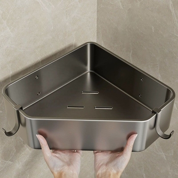 Raft de baie de colț montat pe perete, din plastic perforat, trei niveluri, stil Nordic, certificat CE, încărcare 1–3 kg